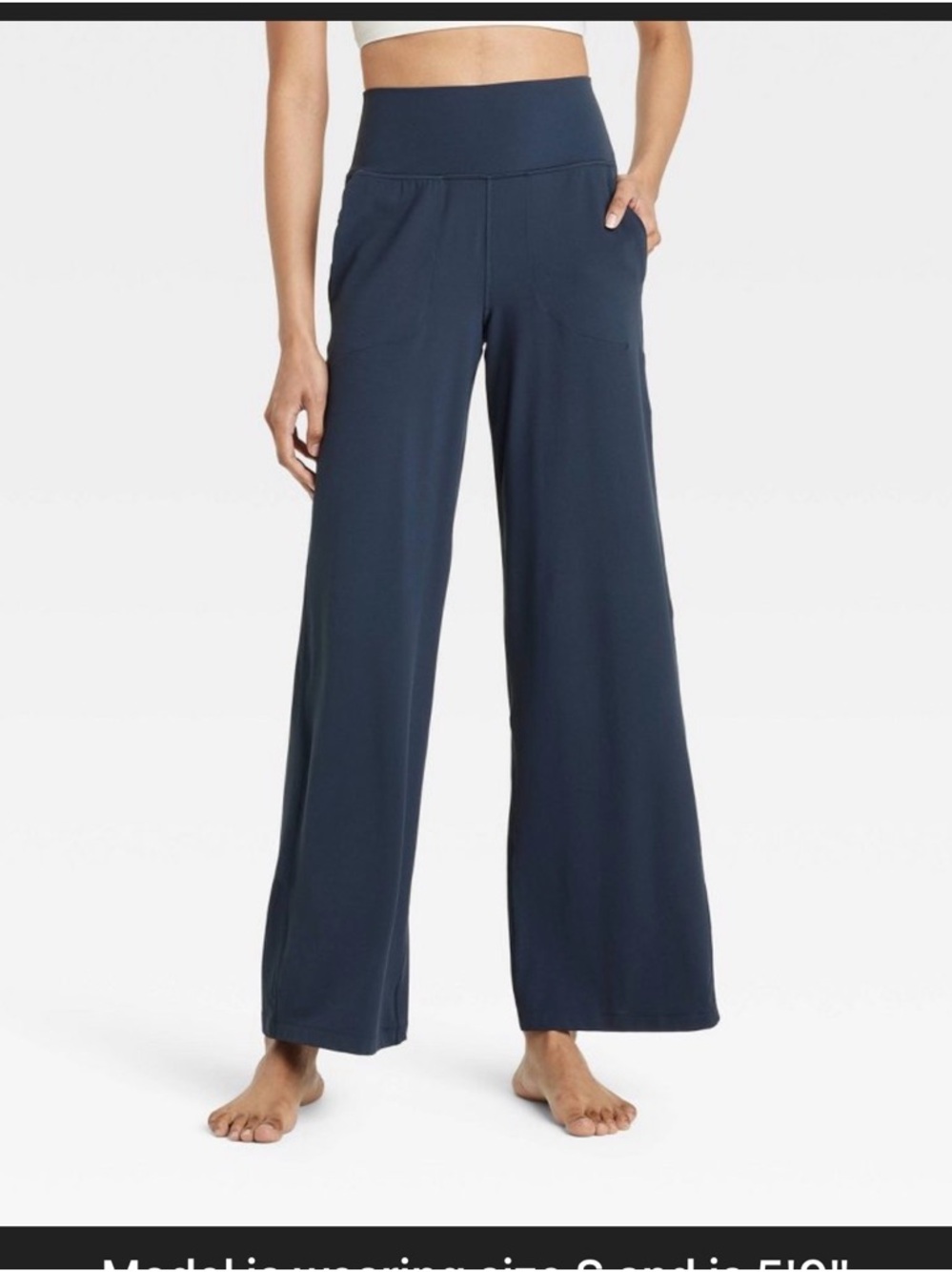 Women's Everyday Soft High-Rise Wide Leg Pants - All In Motion™ Navy Blue L